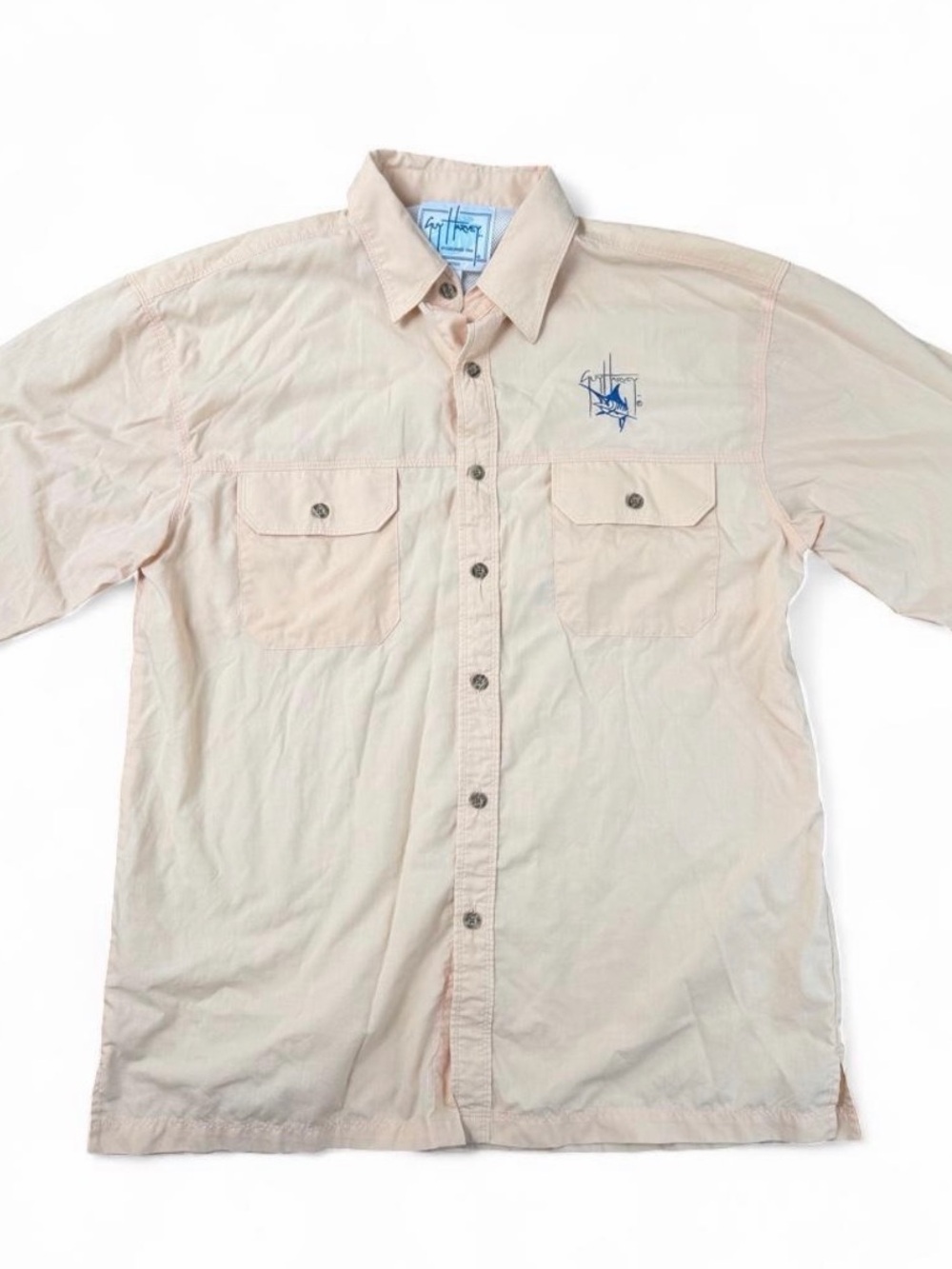 Guy Harvey Fishing Shirt Men's Size M Light Salmon Performance Outdoor Angler
